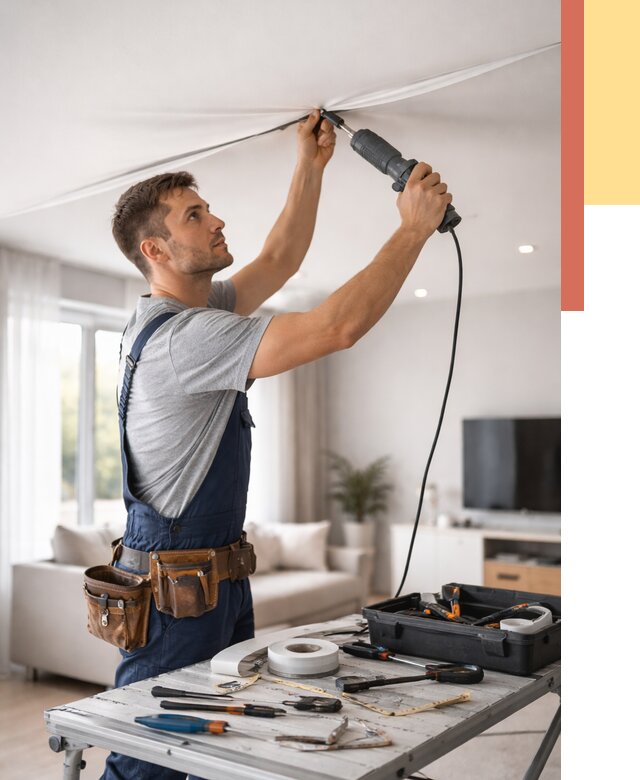 Ремонт натяжных потолков в Белгороде от 9868 руб. под ключ — ОТДЕЛОЧНИК-Блг