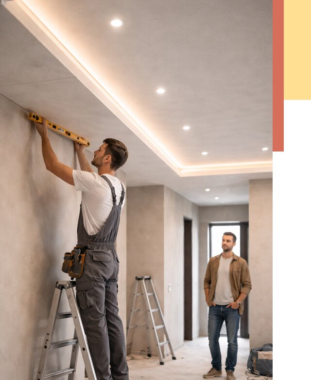 Потолок из гипсокартона с подсветкой в Белгороде от 779 руб./м2 под ключ | ОТДЕЛОЧНИК-Блг