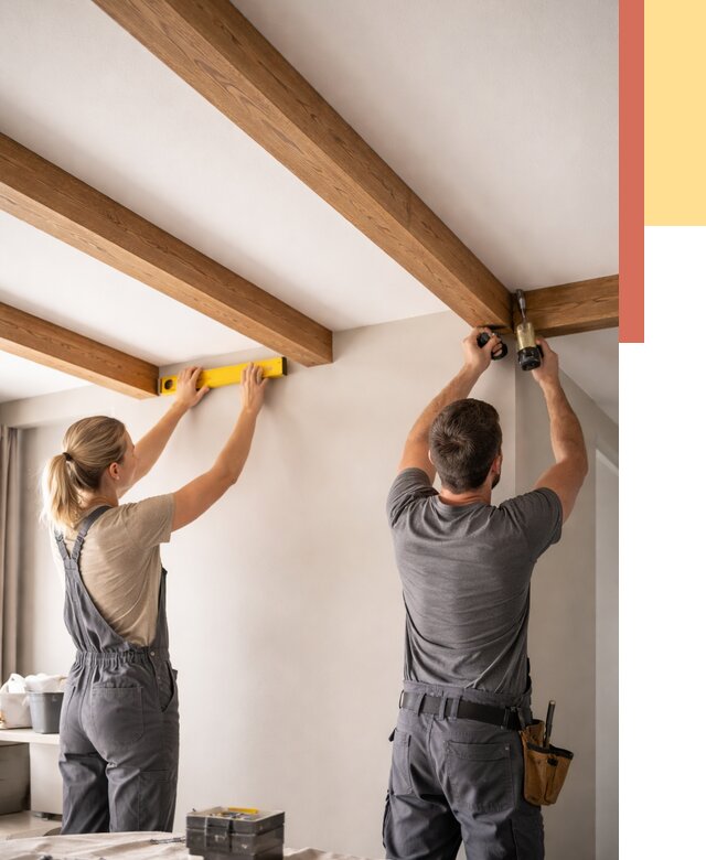 Монтаж декоративных балок на потолок в Белгороде от 4363 руб. — ОТДЕЛОЧНИК-Блг